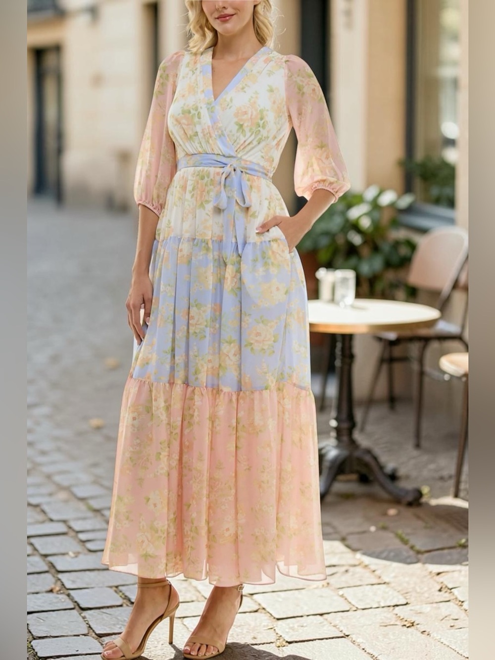 Women's Taylor Foldover Patchwork V-Neck Tiered Dress Size 18W NWT! - Picture 10 of 10